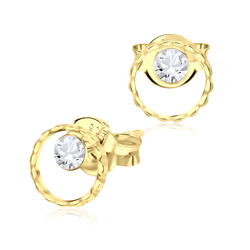 Curly Circle Gold Plated Silver Ear Stud STS-3704-GP